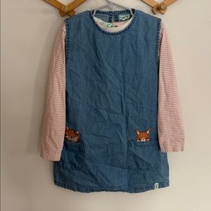 Lilly And Sid Girls Lilly + Squirrel Pocket Denim Dress and shirt size 6/7